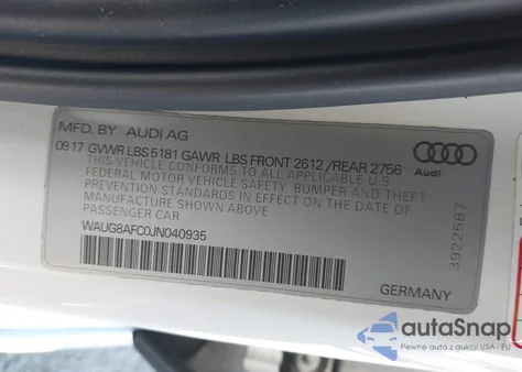 2018 Audi A6 2.0T Premium из США, поврежденный, VIN WAUG8AFC0JN040935